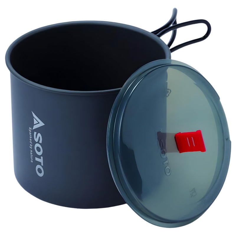 SOTO New River Backpacking Pot - Lightweight, High Capacity Camp Pot with Slip-Resistant Base, Versatile Lid & Convenient Swing Handle for Hiking & Camping Cooking Pot, 1000 ml, Aluminum - Image 1